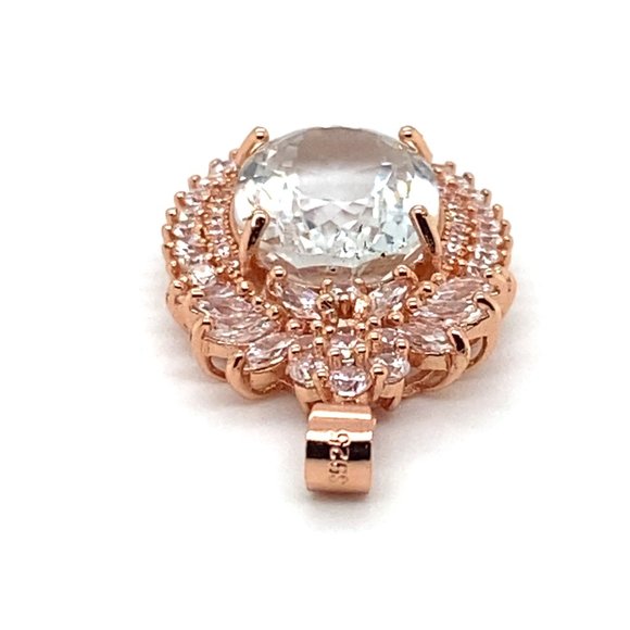Aquamarine 6.70ct Rose Gold Solid Silver Pendant - Picture 7 of 7